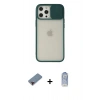 MARSİLYAN™- iPhone 12 Pro Max Kılıf Vadi Çizgi - Siyah Joko Magic 5D Cam + Kırmızı Metal Kamera Lens Koruma Cam