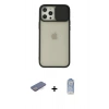MARSİLYAN™- iPhone 12 Pro Max Kılıf Vadi Çizgi - Siyah Joko Magic 5D Cam + Renkli Kamera Lens Koruma Cam - MI