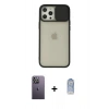 MARSİLYAN™- iPhone 12 Pro Max Kılıf Vadi Çizgi - Siyah Joko Magic 5D Cam + Neon Fosforlu Kamera Lens - BZ