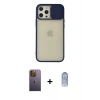 MARSİLYAN™- iPhone 12 Pro Max Kılıf Vadi Çizgi - Siyah Joko Magic 5D Cam + Neon Fosforlu Kamera Lens - SI
