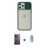 MARSİLYAN™- iPhone 12 Pro Max Kılıf Vadi Çizgi - Siyah Joko Magic 5D Cam + Neon Fosforlu Kamera Lens - SI
