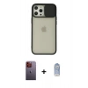 MARSİLYAN™- iPhone 12 Pro Max Kılıf Vadi Çizgi - Siyah Joko Magic 5D Cam + Neon Fosforlu Kamera Lens - TU