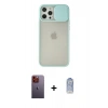MARSİLYAN™- iPhone 12 Pro Max Kılıf Vadi Çizgi - Siyah Joko Magic 5D Cam + Neon Fosforlu Kamera Lens - TU