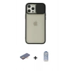 MARSİLYAN™- iPhone 12 Pro Max Kılıf Vadi Çizgi - Siyah Joko Magic 5D Cam + Renkli Kamera Lens Koruma Cam - TU