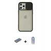 MARSİLYAN™- iPhone 12 Pro Max Kılıf Vadi Çizgi - Siyah Joko Magic 5D Cam + Renkli Kamera Lens Koruma Cam - YL