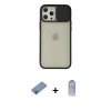 MARSİLYAN™- iPhone 12 Pro Max Kılıf Vadi Çizgi - Siyah Joko Magic 5D Cam + Shine Kamera Lens Koruma Cam - GI