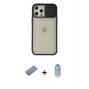MARSİLYAN™- iPhone 12 Pro Max Kılıf Vadi Çizgi - Siyah Joko Magic 5D Cam + Shine Kamera Lens Koruma Cam - GS