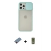 MARSİLYAN™- iPhone 12 Pro Max Kılıf Vadi Çizgi - Siyah Joko Magic 5D Hayalet Cam + Kırmızı Metal Kamera Lens Koruma Cam