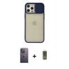 MARSİLYAN™- iPhone 12 Pro Max Kılıf Vadi Çizgi - Siyah Joko Magic 5D Hayalet Cam + Neon Fosforlu Kamera Lens - BZ