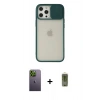 MARSİLYAN™- iPhone 12 Pro Max Kılıf Vadi Çizgi - Siyah Joko Magic 5D Hayalet Cam + Neon Fosforlu Kamera Lens - YL