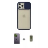 MARSİLYAN™- iPhone 12 Pro Max Kılıf Vadi Çizgi - Siyah Joko Magic 5D Hayalet Cam + Neon Fosforlu Kamera Lens - YL