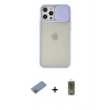 MARSİLYAN™- iPhone 12 Pro Max Kılıf Vadi Çizgi - Siyah Joko Magic 5D Hayalet Cam + Shine Kamera Lens Koruma Cam - PE