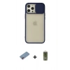 MARSİLYAN™- iPhone 12 Pro Max Kılıf Vadi Çizgi - Siyah Joko Magic 5D Hayalet Cam + Shine Kamera Lens Koruma Cam - PE