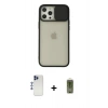 MARSİLYAN™- iPhone 12 Pro Max Kılıf Vadi Çizgi - Siyah Joko Magic 5D Hayalet Cam + Shine Kamera Lens - LT