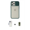 MARSİLYAN™- iPhone 12 Pro Max Kılıf Vadi Çizgi - Siyah Joko Magic 5D Hayalet Cam + Shine Kamera Lens - LT