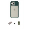 MARSİLYAN™- iPhone 12 Pro Max Kılıf Vadi Çizgi - Siyah Joko Magic 5D Hayalet Cam + Sierra Blue Shine Kamera Lens Koruma Cam