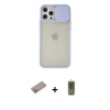 MARSİLYAN™- iPhone 12 Pro Max Kılıf Vadi Çizgi - Siyah Joko Magic 5D Hayalet Cam + Sierra Blue Shine Kamera Lens Koruma Cam