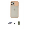 MARSİLYAN™- iPhone 12 Pro Max Kılıf Vadi Çizgi - Siyah Joko Magic 5D Hayalet Cam + Turuncu Renkli Kamera Lens Koruma Cam