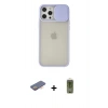 MARSİLYAN™- iPhone 12 Pro Max Kılıf Vadi Çizgi - Siyah Joko Magic 5D Hayalet Cam + Turuncu Renkli Kamera Lens Koruma Cam