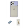 MARSİLYAN™- iPhone 12 Pro Max Kılıf Vadi Çizgi - Siyah Mat Seramik Nano Ekran Koruyucu + Shine Kamera Lens Koruma Cam - GI