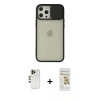 MARSİLYAN™- iPhone 12 Pro Max Kılıf Vadi Çizgi - Siyah Mat Seramik Nano Ekran Koruyucu + Shine Kamera Lens - GD