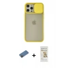 MARSİLYAN™- iPhone 12 Pro Max Kılıf Vadi Çizgi - Siyah Mat Seramik Nano Ekran Koruyucu + Shine Kamera Lens Koruma Cam - GD