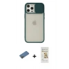 MARSİLYAN™- iPhone 12 Pro Max Kılıf Vadi Çizgi - Siyah Mat Seramik Nano Ekran Koruyucu + Shine Kamera Lens Koruma Cam - GD
