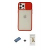 MARSİLYAN™- iPhone 12 Pro Max Kılıf Vadi Çizgi - Siyah Mat Seramik Nano Ekran Koruyucu + Shine Kamera Lens Koruma Cam - GD