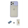 MARSİLYAN™- iPhone 12 Pro Max Kılıf Vadi Çizgi - Siyah Mat Seramik Nano Ekran Koruyucu + Shine Kamera Lens Koruma Cam - GD