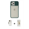 MARSİLYAN™- iPhone 12 Pro Max Kılıf Vadi Çizgi - Siyah Mat Seramik Nano Ekran Koruyucu + Shine Kamera Lens - GD