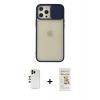 MARSİLYAN™- iPhone 12 Pro Max Kılıf Vadi Çizgi - Siyah Mat Seramik Nano Ekran Koruyucu + Shine Kamera Lens - GD