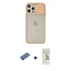 MARSİLYAN™- iPhone 12 Pro Max Kılıf Vadi Çizgi - Siyah Mat Seramik Nano Ekran Koruyucu + Shine Kamera Lens Koruma Cam - GD