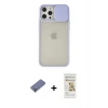 MARSİLYAN™- iPhone 12 Pro Max Kılıf Vadi Çizgi - Siyah Mat Seramik Nano Ekran Koruyucu + Metal Kamera Lens Koruma Cam - GD