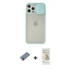 MARSİLYAN™- iPhone 12 Pro Max Kılıf Vadi Çizgi - Siyah Mat Seramik Nano Ekran Koruyucu + Metal Kamera Lens Koruma Cam - KI