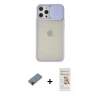 MARSİLYAN™- iPhone 12 Pro Max Kılıf Vadi Çizgi - Siyah Mat Seramik Nano Ekran Koruyucu + Metal Kamera Lens Koruma Cam - KI