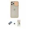 MARSİLYAN™- iPhone 12 Pro Max Kılıf Vadi Çizgi - Siyah Mat Seramik Nano Ekran Koruyucu + Metal Kamera Lens Koruma Cam - KI