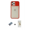 MARSİLYAN™- iPhone 12 Pro Max Kılıf Vadi Çizgi - Siyah Mat Seramik Nano Ekran Koruyucu + Metal Kamera Lens Koruma Cam - KI