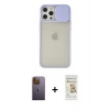 MARSİLYAN™- iPhone 12 Pro Max Kılıf Vadi Çizgi - Siyah Mat Seramik Nano Ekran Koruyucu + Neon Fosforlu Kamera Lens - SI