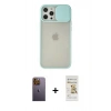 MARSİLYAN™- iPhone 12 Pro Max Kılıf Vadi Çizgi - Siyah Mat Seramik Nano Ekran Koruyucu + Neon Fosforlu Kamera Lens - SI