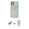 MARSİLYAN™- iPhone 12 Pro Max Kılıf Vadi Çizgi - Siyah Mat Seramik Nano Ekran Koruyucu + Shine Kamera Lens Koruma Cam - PE