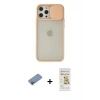MARSİLYAN™- iPhone 12 Pro Max Kılıf Vadi Çizgi - Siyah Mat Seramik Nano Ekran Koruyucu + Shine Kamera Lens Koruma Cam - PE