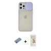 MARSİLYAN™- iPhone 12 Pro Max Kılıf Vadi Çizgi - Siyah Mat Seramik Nano Ekran Koruyucu + Shine Kamera Lens Koruma Cam - PE