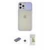 MARSİLYAN™- iPhone 12 Pro Max Kılıf Vadi Çizgi - Siyah Mat Seramik Nano Ekran Koruyucu + Renkli Kamera Lens Koruma Cam - TU