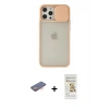 MARSİLYAN™- iPhone 12 Pro Max Kılıf Vadi Çizgi - Siyah Mat Seramik Nano Ekran Koruyucu + Renkli Kamera Lens Koruma Cam - TU
