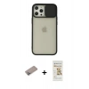 MARSİLYAN™- iPhone 12 Pro Max Kılıf Vadi Çizgi - Siyah Mat Seramik Nano Ekran Koruyucu + Shine Kamera Lens Koruma Cam - SABE