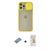 MARSİLYAN™- iPhone 12 Pro Max Kılıf Vadi Çizgi - Siyah Mat Seramik Nano Ekran Koruyucu + Shine Kamera Lens Koruma Cam - GS