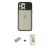 MARSİLYAN™- iPhone 12 Pro Max Kılıf Vadi Çizgi - Siyah Mat Seramik Nano Ekran Koruyucu + Shine Kamera Lens Koruma Cam - MI