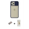 MARSİLYAN™- iPhone 12 Pro Max Kılıf Vadi Çizgi - Siyah Mat Seramik Nano Ekran Koruyucu + Shine Kamera Lens Koruma Cam - SABE