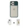 MARSİLYAN™- iPhone 12 Pro Max Kılıf Vadi Çizgi - Siyah Mat Seramik Nano Ekran Koruyucu + Shine Kamera Lens - LT