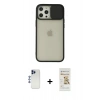 MARSİLYAN™- iPhone 12 Pro Max Kılıf Vadi Çizgi - Siyah Mat Seramik Nano Ekran Koruyucu + Shine Kamera Lens - LT